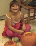 Kari was very proud of her pumpkin.